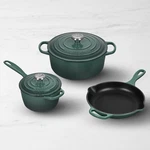 Creuset Signature Enameled Cast Iron 5-PIECE Cookware Set, Artichaut. Fixed Price $400.00.