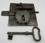 Antique Wrought Iron Hand Forged Deadbolt Slide Lock & Key. Fixed Price $249.00.