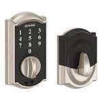 Schlage Camelot Satin Nickel Electronic Touchscreen Deadbolt With Thumbturn. Fixed Price $69.99.