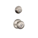 Schlage Georgian Satin Nickel Single Cylinder Deadbolt & Keyed Entry Knob Set. Fixed Price $34.99.