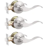 Gobekor 3 Pack Passage Door Levers - Keyless, Satin Nickel. Fixed Price $58.60.