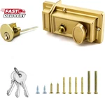 Qwork Night Latch Deadbolt Rim Lock With Key Gold Finish Antique Style. Fixed Price $14.44.