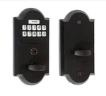 Emtek E1001FB Single Cylinder Cast Bronze Electronic Deadbolt Flat Black. Fixed Price $300.00.