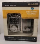 New Tru-bolt Electronic Deadbolt Antique Brass Finish. Fixed Price $44.99.