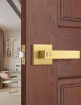 Tinewa 1 Pack Heavy Duty Gold Square Privacy Interior Door Levers, Satin Brass. Fixed Price $52.58.