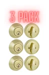 3PK Defiant Single Cylinder Polished Brass Deadbolts. Fixed Price $27.49.