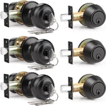 Keyed Alike Matte Black Door Knob & Deadbolt Set - 3 Pack For Home Office. Fixed Price $101.99.