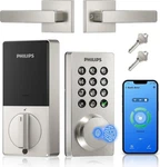 Philips Keypad Door Lock With Handle, Built-in Wifi, App, Voice, Fingerprin. Fixed Price $129.99.