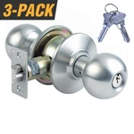 3 Pack Grip Tight Tools Grade 2 Stainless Steel Entry Door Knob + 6 Keys Alike. Fixed Price $104.73.
