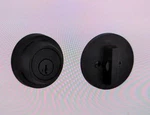 Kwikset Round Matte Black Single Cylinder Deadbolt Featuring Smartkey Security. Fixed Price $20.00.