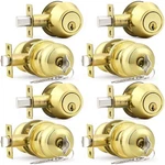 Entry Door Knob Deadbolt Combo Single Cylinder Keyed Alike Polished Brass 4 Pack. Fixed Price $89.09.