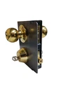 Ezset Combo Security Door Lock Set, Dbl. Cylinder Deadbolt W/ Keyed Knob, Brass. Fixed Price $49.00.