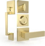 Mega Tobelle Entry Door Handleset Satin Brass Finish Single Cylinder. Fixed Price $55.00.