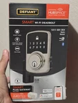 Defiant Hubspace Deadbolt Smart Wi-fi Electronic Single Cylinder, Satin Nickel. Fixed Price $45.00.