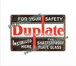 Nostalgic Garage For Your Safety Duplate Shatterproof Glass Metal Tin Sign. Fixed Price $19.61.