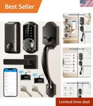 Smart Front Door With Fob Unlock & Auto Easy Install, Matte Black. Fixed Price $196.99.