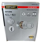 Defiant Saturn Keyed Entry Single Cylinder Deadbolt & Knob Stainless Steel. Fixed Price $24.95.