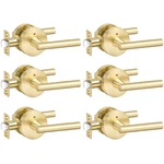 Door Handles 6 Pack Gold Brushed Privacy Lever Interior Bedroom Bathroom Heavy. Fixed Price $209.99.